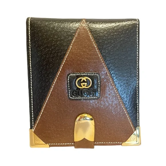 RARE & UNIQUE Vintage GUCCI Bi-Fold Two-Tone Leather Wallet Made in Italy - Picture 3 of 13